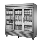 True TS-72G-HC~FGD01 - Refrigerator, three-section, (3) glass doors, stainless steel front/sides